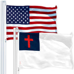 Load image into Gallery viewer, G128 Combo Pack: American USA Flag 2x3 Ft &amp; Christian Flag 2x3 Ft  Both LiteWeave Pro Series Printed 150D Polyester, Brass Grommets