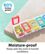 Load image into Gallery viewer, Weekly Pill Organizer 1 time a Day Pill Box 7 Day with Enhanced Waterproof Seal Large compartments Hold Big Vitamins &amp; Supplements Upgraded Locking lids for Home &amp; Travel use Durable Hard case
