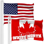 Load image into Gallery viewer, G128 Combo Pack: American USA Flag 3x5 Ft &amp; Canada Canadian The Great White North Flag 3x5 Ft  Both LiteWeave Pro Series Printed 150D Polyester, Brass Grommets