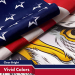 Load image into Gallery viewer, G128 American USA Proud &amp; Free Eagle Flag  3x5 Ft  LiteWeave Pro Series Printed 300D Polyester  Indoor/Outdoor, Vibrant Colors, Brass Grommets, Thicker and More Durable Than 100D Polyester
