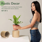 Load image into Gallery viewer, Jute Small Plant Pots Set of 3, 4.5 inches, Natural Jute