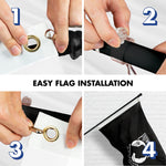 Load image into Gallery viewer, G128 Flag Pole 6 FT Black Tangle Free &amp; POW MIA Flag Emb 3x5 FT Combo Embroidered Spun Polyester