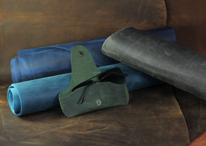 Soft Leather Glasses Case Slim Eyeglass Sleeve Case Sunglass Case for Men and Women Retro Design Eyewear Case