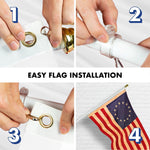 Load image into Gallery viewer, G128 Combo Pack: 6 Ft Tangle Free Aluminum Spinning Flagpole (White) &amp; Betsy Ross TeaStained Flag 3x5 Ft, ToughWeave Pro Series Embroidered 420D Polyester  Pole with Flag Included