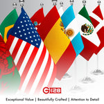 Load image into Gallery viewer, G128 Denmark Danish Deluxe Desk Flag Set  8.5x5.5 In  Printed 300D Polyester, with Silver Dome and Base, 15 Metal Pole, Decorations For Office, Home and Festival Events Celebration