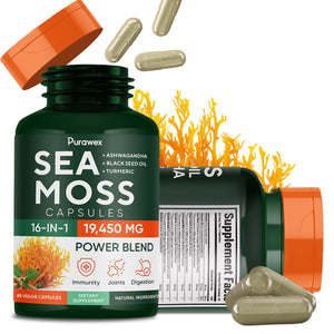 Powerful 20000mg Blend of Irish Sea Moss 60 Capsules 30 Day Supply Black Seed