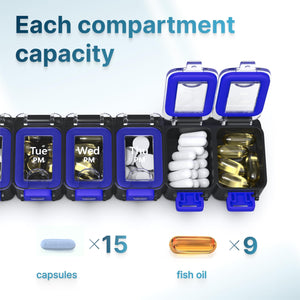 Weekly Pill Organizer 2 Times A Day   Airtight Pill Box 7 Day   Am Pm Vitamin