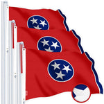 Load image into Gallery viewer, G128 3 Pack: Tennessee TN State Flag  3x5 Ft  StormFlyer Series Embroidered 220GSM Spun Polyester  Embroidered Design, Indoor/Outdoor, Brass Grommets, Heavy Duty, All Weather