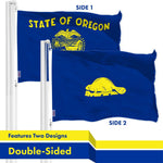 Load image into Gallery viewer, G128 Combo Pack: American USA Flag 3x5 Ft &amp; Oregon Double Sided Flag 3x5 Ft, Both Printed 150D Polyester, Indoor/Outdoor, Brass Grommets