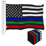 Load image into Gallery viewer, Thin Blue Green Red Line US Flag 3x5 Ft 5Pack Printed 150D Polyester By G128