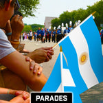 Load image into Gallery viewer, G128 12 Pack Handheld Argentina Argentinian Stick Flags  12x18 In  Printed 150D Polyester, Country Flag, Solid Wooden Stick, Spear Gold Tip