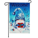 Load image into Gallery viewer, G128 Garden Flag Welcome Festive Bearded Gnome with Parcel 12x18 Blockout Fabric