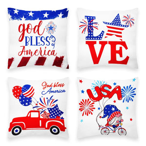 Patriotic Decoration Gnome Fireworks Waterproof Throw Pillow Covers 18x18 In