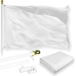 Load image into Gallery viewer, G128 Combo Pack: 5 Ft Tangle Free Aluminum Spinning Flagpole (White) &amp; Solid White Color Flag 2.5x4 Ft, LiteWeave Pro Series Printed 150D Polyester  Pole with Flag Included