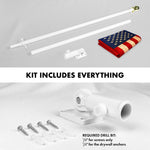 Load image into Gallery viewer, G128 Combo Pack: 6 Ft Tangle Free Aluminum Spinning Flagpole (White) &amp; USA TeaStained Flag 3x5 Ft, ToughWeave Pro Series Embroidered 420D Polyester  Pole with Flag Included