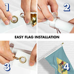 Load image into Gallery viewer, G128 Combo Pack: 6 Ft Tangle Free Spinning Flagpole (White) &amp; Delaware Flag 3x5 Ft Printed 150D Polyester, Brass Grommets (Flag Included) Aluminum Flag Pole