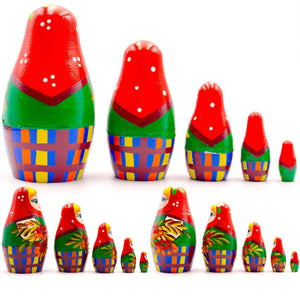 Nesting Dolls Set of 5 pcs Ukrainian Doll with Rowan Branches Matryoshka Doll