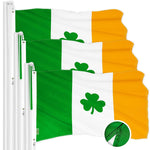 Load image into Gallery viewer, G128 3 Pack: Ireland Irish Shamrock Flag  2.5x4 Ft  ToughWeave Series Embroidered 300D Polyester  Embroidered Design, Indoor/Outdoor, Brass Grommets