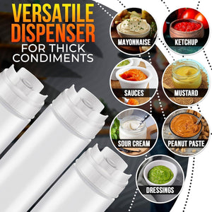 Set of 6 Condiment Squeeze Bottles for Sauces 16 oz – Self Closing Valve Easy to Fill Clear Design  Ready to Dispense for Dressings Condiments and Sauces  Durable and Convenient