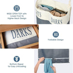 Load image into Gallery viewer, The Fine Living Co. X Large Two Compartments Hanging Laundry Hamper with Over Door Hooks Durable Space Saving Laundry Bag Storage with Bottom Zipper Wide Open Top Dark Light Compartment(25 x10 x31 )
