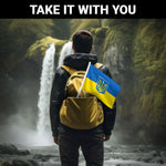 Load image into Gallery viewer, G128 2 Pack: Ukraine Ukrainian Coat of Arms Car Flag  11x17 In  Double LiteWeave Pro Series Double Sided Printed 150D Polyester  Flagpole Included  Perfect for Festival Celebrations, Parades