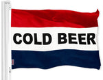 Load image into Gallery viewer, G128 Cold Beer sign Flag  3x5 feet  Printed 150D Indoor/Outdoor, Vibrant Colors, Brass Grommets, Quality Polyester, Much Thicker More Durable Than 100D 75D Polyester