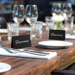 10 Pack Black Reserved Table Signs for Wedding Silver Foil Reserved Seating Signs for Wedding Chairs Church Pews Double Sided Cardstock Reserved Signs for Tables Table Tent Reservation Cards