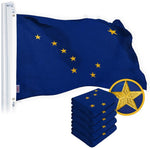 Load image into Gallery viewer, G128 5 Pack: Alaska AK State Flag  3x5 Ft  Embroidered 220GSM SPUN POLYESTER  Embroidered Stars, Sewn Stripes, Brass Grommets, Indoor/Outdoor, Vibrant Colors, Heavy Duty SPUN POLYESTER
