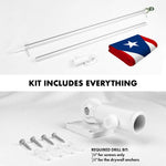 Load image into Gallery viewer, G128 Combo Pack: 5 Ft Tangle Free Spinning Flagpole (Silver) &amp; Puerto Rico Flag 2.5x4 Ft Embroidered 220GSM Spun Polyester, Brass Grommets (Flag Included) Aluminum Flag Pole
