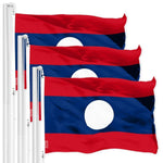 Load image into Gallery viewer, 3 Pack: Laos Laotian Flag 3x5 Ft LiteWeave Pro Series Printed 150D Polyester  Country Flag, Indoor/Outdoor, Vibrant Colors, Brass Grommets, Thicker and More Durable Than 100D 75D Polyester