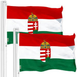 Load image into Gallery viewer, G128 2 Pack: Hungary Coat of Arms Flag  3x5 Ft  Printed 300D Polyester  Indoor/Outdoor, Vibrant Colors, Brass Grommets, Quality Polyester