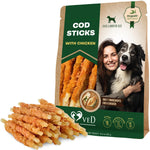 Load image into Gallery viewer, Cod Sticks Dog Treats Chicken Wrapped All Natural Rawhide Free &amp; Grain Free Long Lasting Chews for Large &amp; Small Dogs Organic Dried Pet Snacks Support Healthy Teeth &amp; Skin Coat