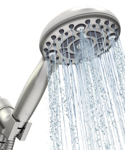 High Pressure 6 Settings Shower Head with Handheld Detachable Set Nickel Finish