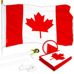 Load image into Gallery viewer, G128 Combo Pack: 6 Ft Tangle Free Aluminum Spinning Flagpole (White) &amp; Canada Canadian Flag 3x5 Ft, ToughWeave Series Embroidered 210D Polyester  Pole with Flag Included