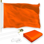 Load image into Gallery viewer, G128 Combo Pack: 5 Ft Tangle Free Aluminum Spinning Flagpole (White) &amp; Solid Orange Color Flag 2x3 Ft, LiteWeave Pro Series Printed 150D Polyester  Pole with Flag Included