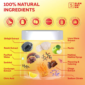 Natural Shilajit Organic Resin Shilajit Mushrooms Gummies for Men with 85 Trace