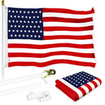 Load image into Gallery viewer, G128 Combo Pack: 6 Ft Tangle Free Aluminum Spinning Flagpole (White) &amp; American USA 51 Stars Flag 3x5 Ft, LiteWeave Pro Series Printed 150D Polyester  Pole with Flag Included