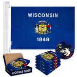 Load image into Gallery viewer, Wisconsin WI State Flag 3x5 Ft 5Pack Doublesided Embroidered Polyester By G128
