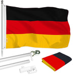 Load image into Gallery viewer, G128  6 Feet Tangle Free Spinning Flagpole (Silver) Germany Brass Grommets Printed 3x5 ft (Flag Included) Aluminum Flag Pole