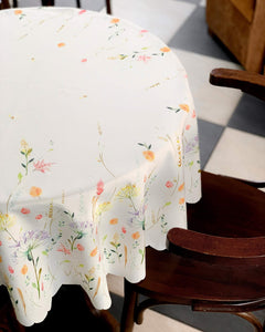 Turkish Floral Color Round 60 inch Diameter Tablecloth Non Iron Stain Resistant