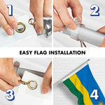 Load image into Gallery viewer, G128 Combo Pack: 6 Ft Tangle Free Aluminum Spinning Flagpole (Silver) &amp; Rwanda Rwandan Flag 3x5 Ft, LiteWeave Pro Series Printed 150D Polyester  Pole with Flag Included