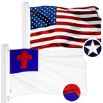 Load image into Gallery viewer, G128 Combo Pack: American USA Flag 1x1.5 Ft &amp; Christian Flag 1x1.5 Ft  Both ToughWeave Series Embroidered 300D Polyester, Embroidered Design, Indoor/Outdoor, Brass Grommets