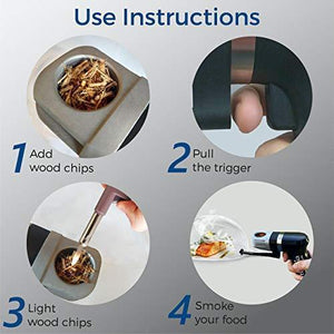 Smoking Gun Wood Smoke Infuser Birner PRO Extended Kit 12 PCS Flavor Blaster Smoker Machine with Accessories and Wood