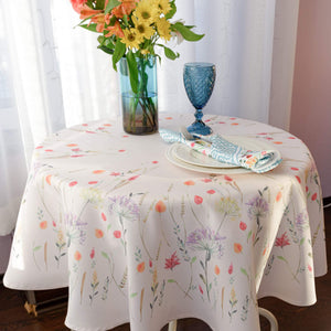 Finest Floral Coloring Round Easter Tablecloth 60 inch Non Iron Stain Resistant