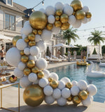 Load image into Gallery viewer, Balloon Garland Arch Kit 146 Pcs White Metallic Gold Confetti Balloons for Baby Shower Birthday Gender Reveal Wedding Party DIY Kit