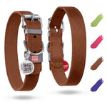 Load image into Gallery viewer, Brown Long Lasting Leather Dog Collar for Small Dogs Adjustable 1114 in Neck
