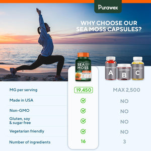 Powerful 20000mg Blend of Irish Sea Moss 60 Capsules 30 Day Supply Black Seed