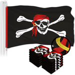 Load image into Gallery viewer, G128 10 Pack: Pirate Jolly Roger Red Head Scarf Flag  2x3 Ft  ToughWeave Series Embroidered 300D Polyester  Novelty Flag, Embroidered Design, Indoor/Outdoor, Brass Grommets