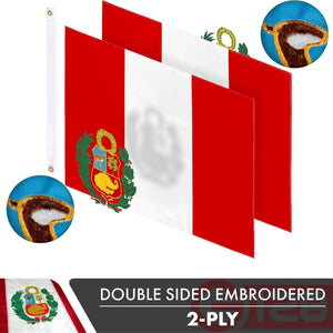 Peru Peruvian Flag 3x5 Ft 10Pack Doublesided Embroidered Polyester By G128