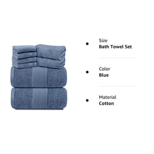 Resort Collection Soft Bath Towel Set 8 Pcs Luxury Hotel Plush Absorbent Cotton